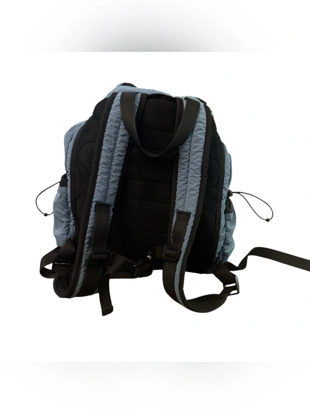 C&C California Dusty Blue Drawstring Backpack with Black Straps Travel Bag Women